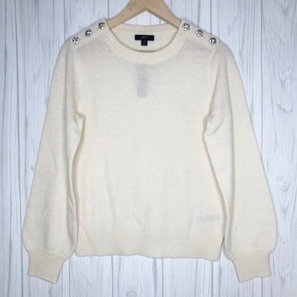 J. CREW Crewneck Sweater with Jeweled Buttons